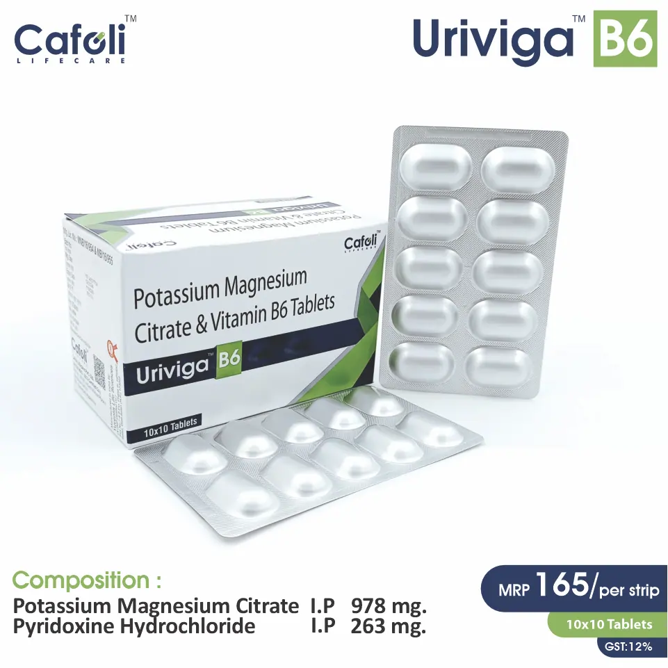 Potassium Citrate  + Magnesium Citrate + Vitamin B6 Tablet at the best price in PCD Pharma Franchise for Electrolyte Supplement, and Muscle Function.